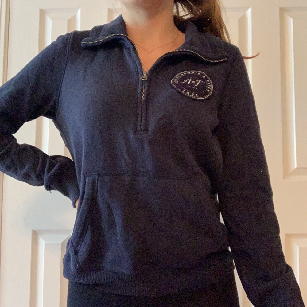 Navy Blue Abercrombie & Fitch Half-zip Sweatshirt